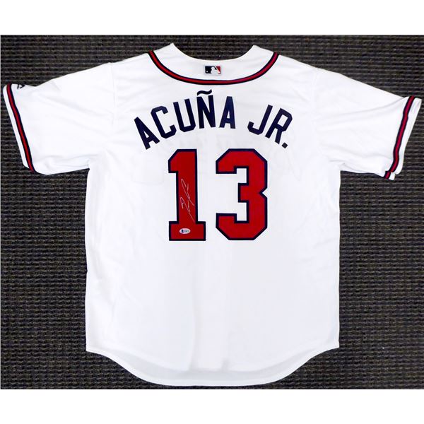 RONALD ACUNA JR. SIGNED ATLANTA BRAVES MAJESTIC JERSEY (BECKETT COA)