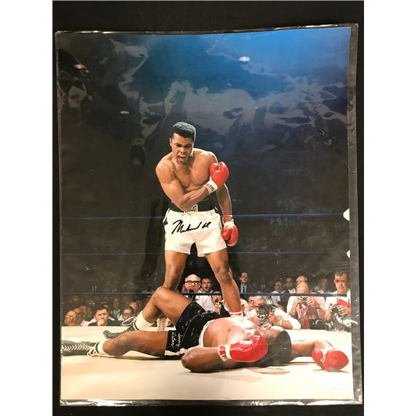 MUHAMMAD ALI SIGNED 16 X 20 MOUNTED MEMORIES