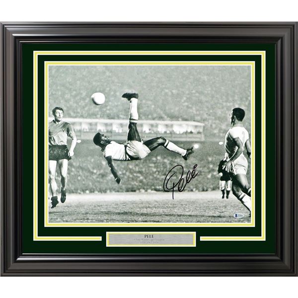 PELE SIGNED AND CUSTOM FRAMED 16 X 20 (BECKETT COA)