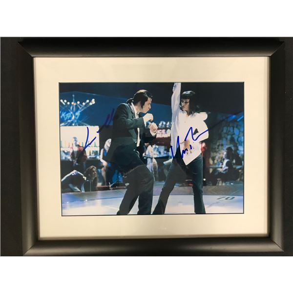 UMA THERMAN AND JOHN TRAVOLTA SIGNED AND FRAMED PULP FICTION 8 X 10 (RA COA)