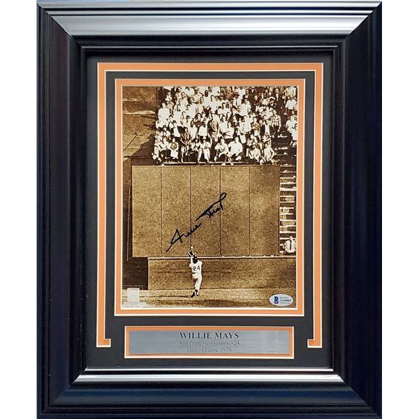 WILLIE MAYS SIGNED AND CUSTOM FRAMED 8 X 10 (BECKETT COA)