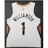 Image 2 : ZION WILLIAMSON SIGNED AND CUSTOM FRAMED NEW ORLEANS JERSEY (FANATICS COA)