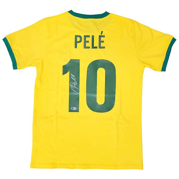 PELE SIGNED BRAZIL SOCCER JERSEY (BECKETT COA)