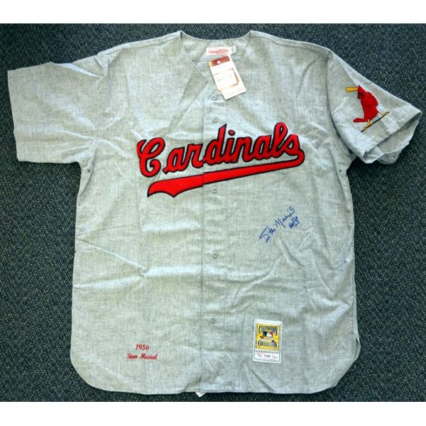 STAN MUSIAL SIGNED COOPERSTOWN MITCHELL AND NESS CARDINALS JERSEY (JSA COA)