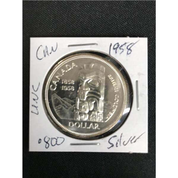 CANADIAN 1958   SILVER DOLLAR  UNCIRCULATED  .800 SILVER