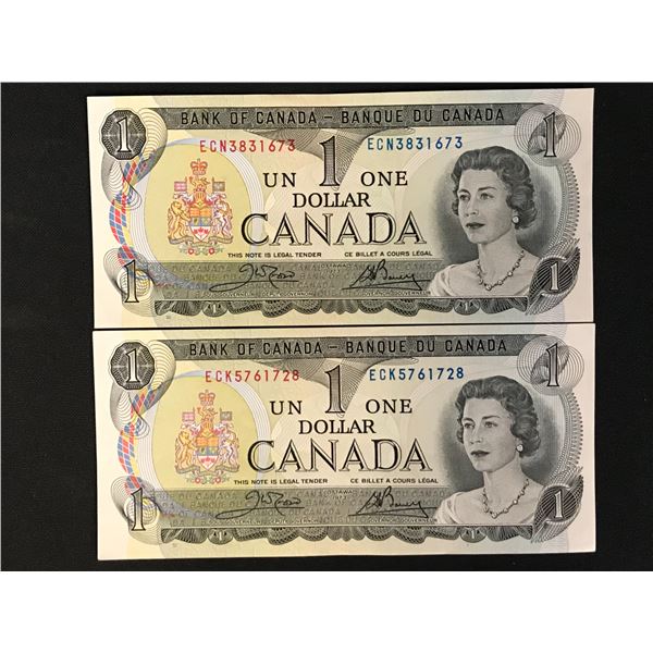 2  CANADIAN  1973  $1.00 SIGNATURES CROW/BOUEY