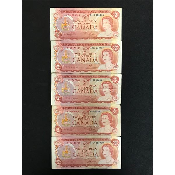 5 CANADIAN  1974  $2.00 SIGNATURES LAWSON/BOUEY