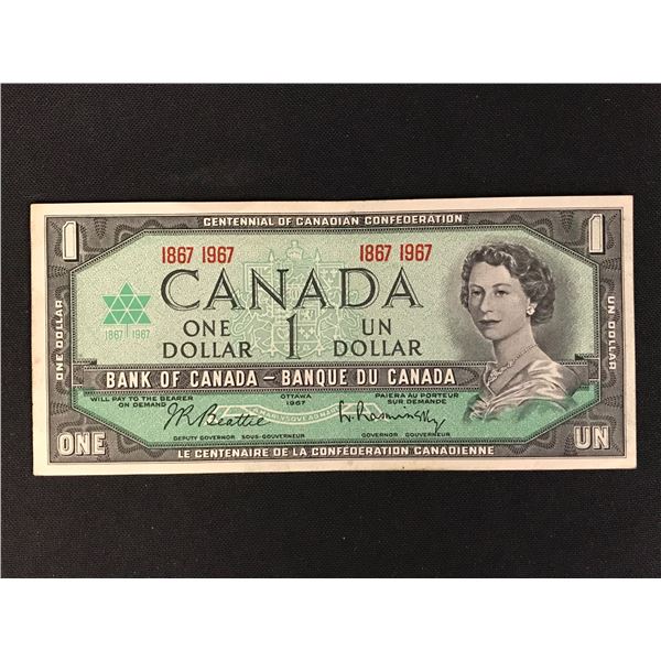 CANADIAN 1967 NO SERIAL NUMBER $1.00 SIGNATURES BEATTIE/RASMINSKY