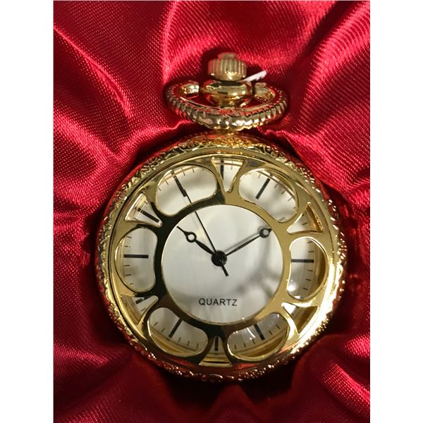 BRAND NEW  OPEN FACE POCKET WATCH WITH SHRAPNEL GUARD IN GIFT BOX