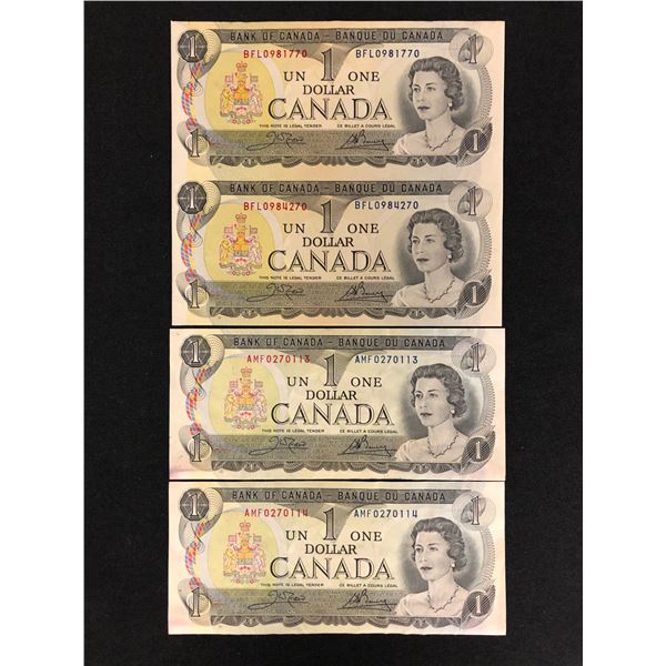 1973 CANADIAN SEQUENTAL AND UNCUT ONE DOLLAR BILLS LOT