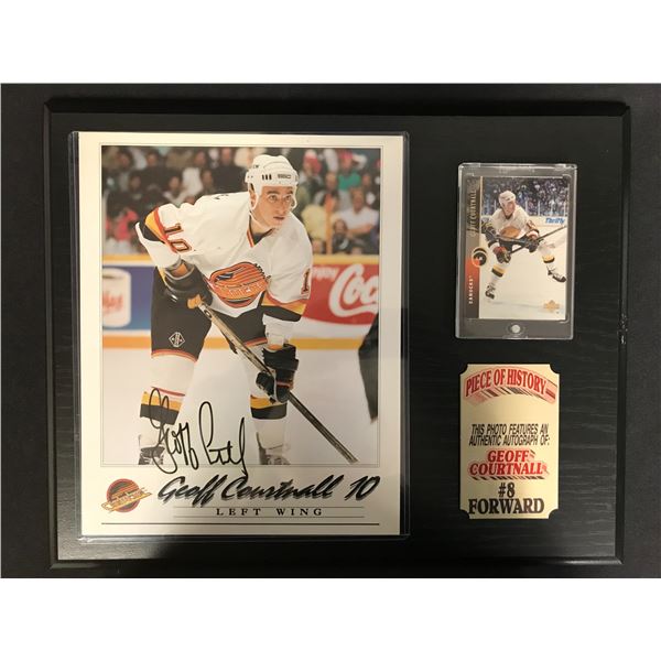 GEOFF COURTNALL SIGNED 8X10 PHOTO FRAMED DISPLAY w/ UD HOCKEY CARD