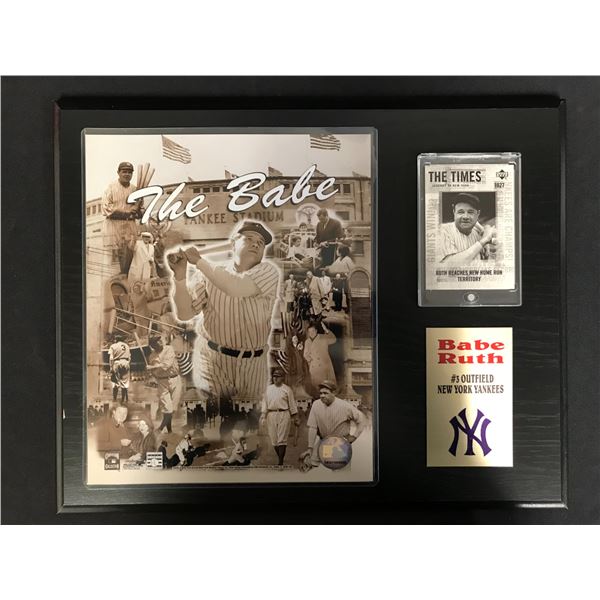 BABE RUTH  8X10 PHOTO FRAMED DISPLAY w/ UD BASEBALL CARD