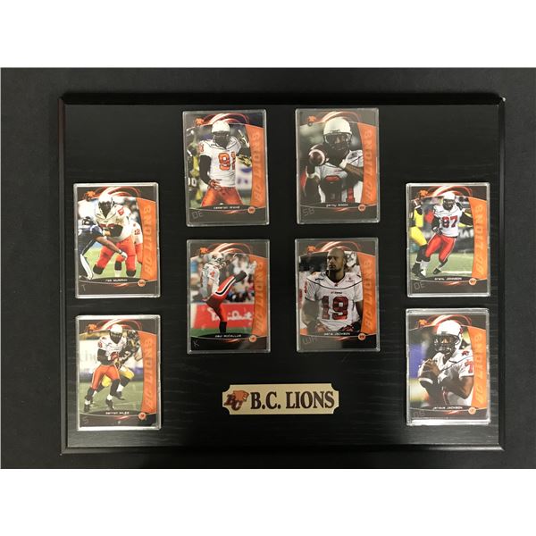 BC LIONS FRAMED SPORTS CARD DISPLAY