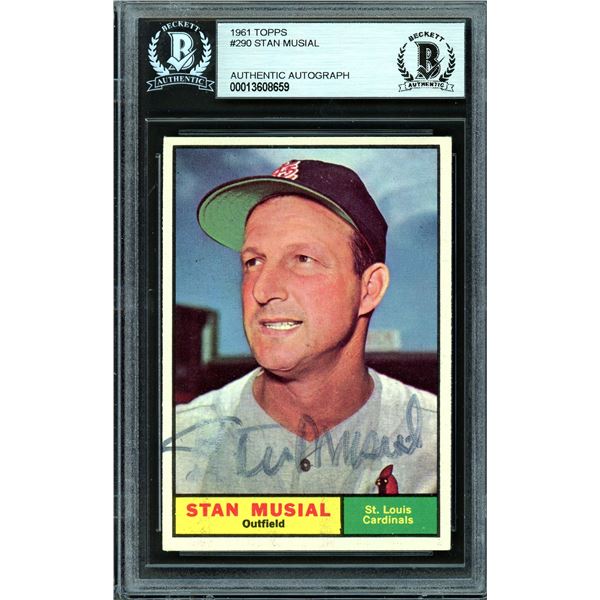 1961 TOPPS #290 STAN MUSIAL AUTHENTIC AUTOGRAPH (BECKETT AUTHENTIC)