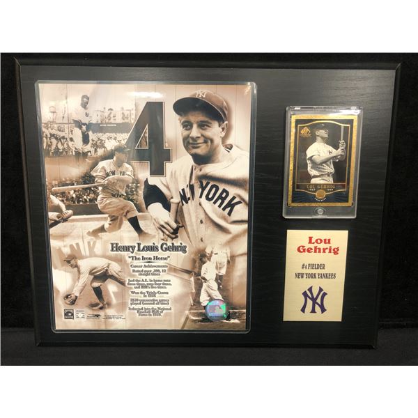 LOU GEHRIG 16 X 20 DISPLAY WITH SPORTS CARDS