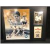 Image 1 : JOE DIMAGGIO 16 X 20 DISPLAY WITH SPORTS CARDS