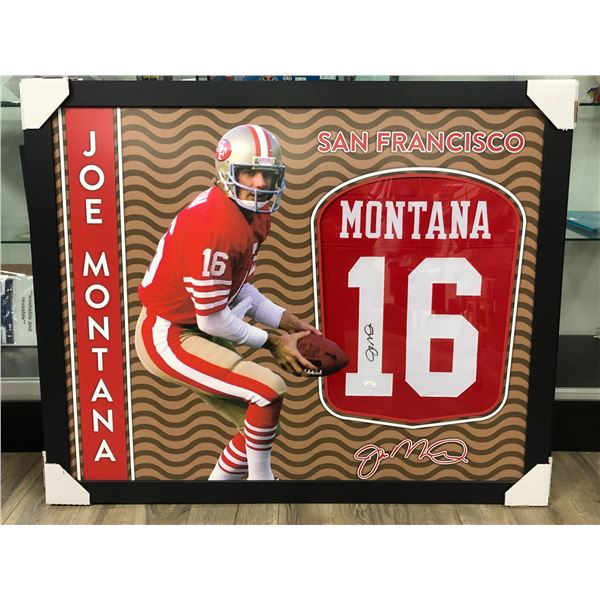 JOE MONTANA SIGNED 49ERS CUSTOM FRAMED JERSEY (SPORTS CARD EDITION) JSA COA