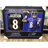 Image 1 : LAMAR JACKSON SIGNED 49ERS CUSTOM FRAMED JERSEY (SPORTS CARD EDITION) JSA COA