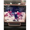 Image 2 : CUSTOM FRAMED 1987 CANADA CUP DUAL SIGNED GRETZKY/LEMIEUX CUSTOM FRAMED 24 X 32 DISPLAY (WG COA)