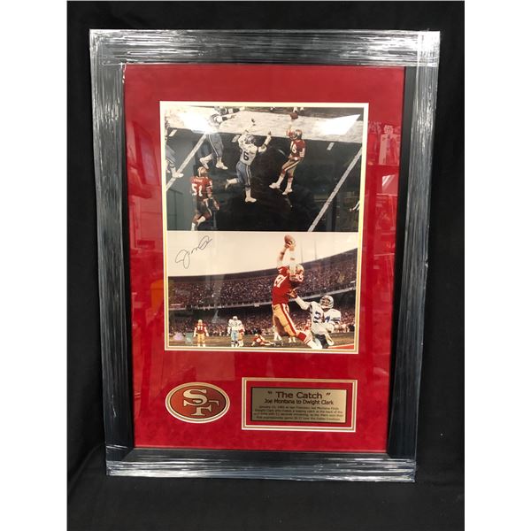 JOE MONTANA SIGNED THE CATCH CUSTOM FRAMED 24 X 36 TRIUMPH COA