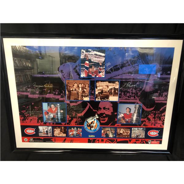 MONTREAL CANADIANS MULTI SIGNED FRAMED POSTER 24 X 36 DGL COA