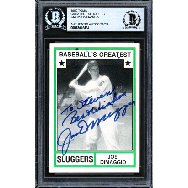 1982 TCMA GREATEST SLUGGERS #44 JOE DiMAGGIO AUTHENTIC AUTOGRAPH (BECKETT AUTHENTIC)