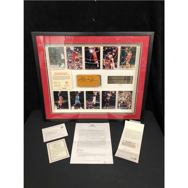 MICHAEL JORDAN AUTOGRAPHED AUTHENTIC FLOOR FROM CHICAGO STADIUM LTS TO 230 (UPPER DECK COA)