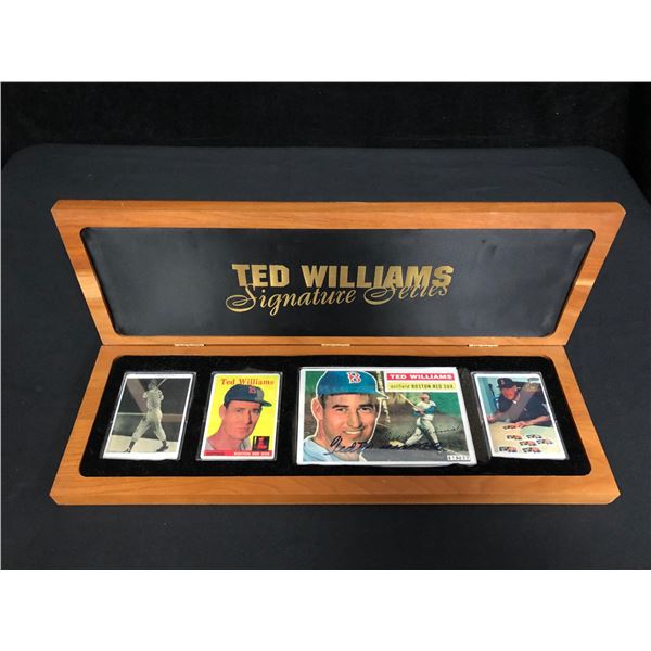 Ted Williams Red Sox Autographed Signature Series Porcelain 4 Card Set w/ Box & COA