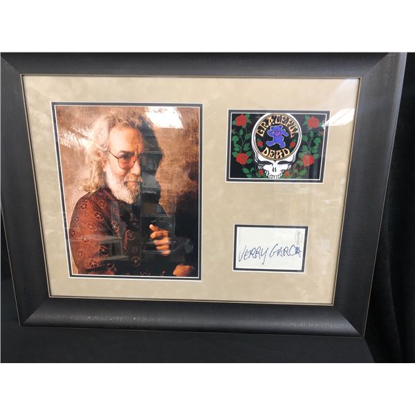 JERRY GARCIA SIGNED CUT PHOTO CUSTOM FRAMED DISPLAY (PSA/DNA LOA)