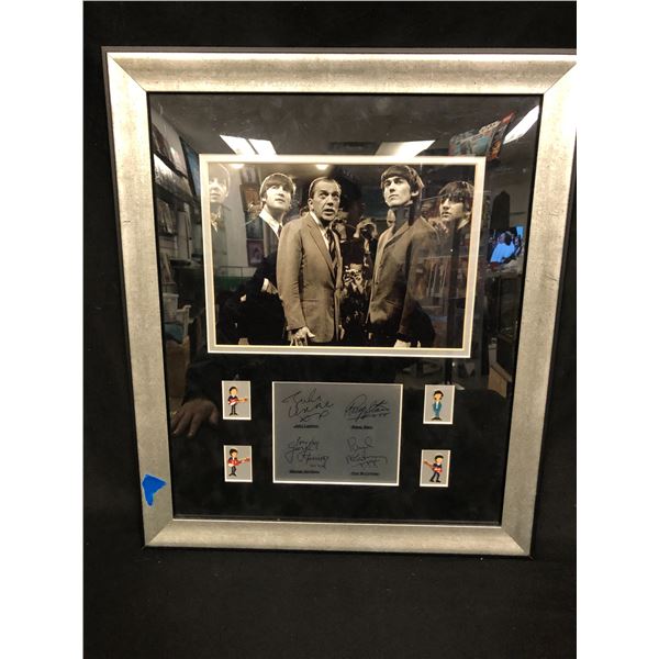 THE BEATLES CUSTOM FRAMED PIN DISPLAY WITH LASER SIGNATURE PLAQUE