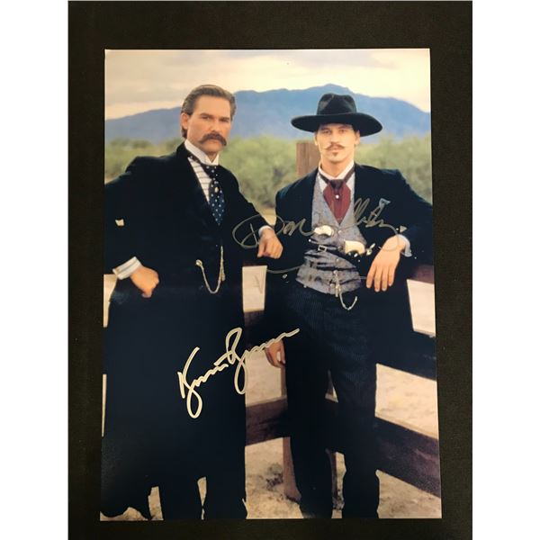 KURT RUSSELL & VAL KILMER DUAL SIGNED 8X10 PHOTO (RA COA)