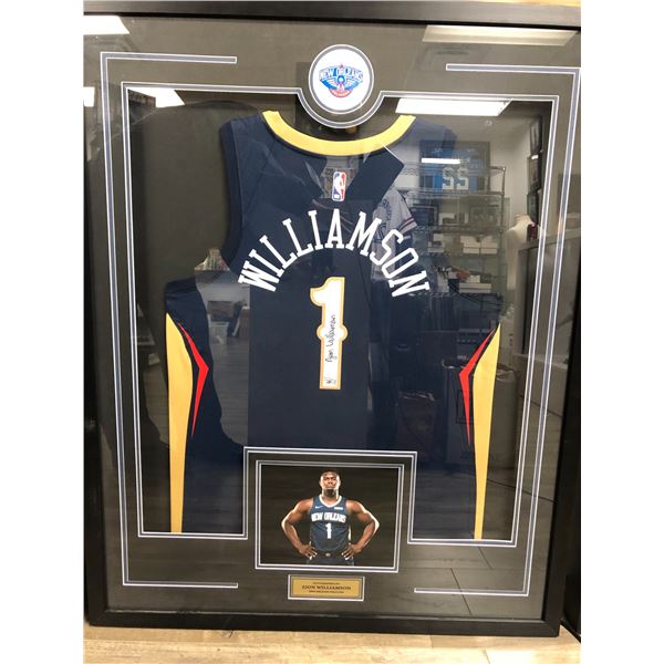 ZION WILLIAMSON SIGNED CUSTOM FRAMED BASKETBALL JERSEY (FITERMAN HOLO)