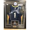 Image 1 : ZION WILLIAMSON SIGNED CUSTOM FRAMED BASKETBALL JERSEY (FITERMAN HOLO)