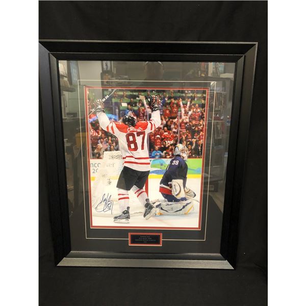 SIDNEY CROSBY SIGNED GOLDEN GOAL 24 X 30 FRAMED DISPLAY (TOUCHSTONE COA)