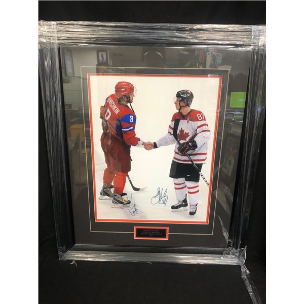 SIDNEY CROSBY AMD ALEX OVECHKIN DUAL SIGNED OLYMPIC DISPLAY ( 24 X 30) TOUCHSTONE COA