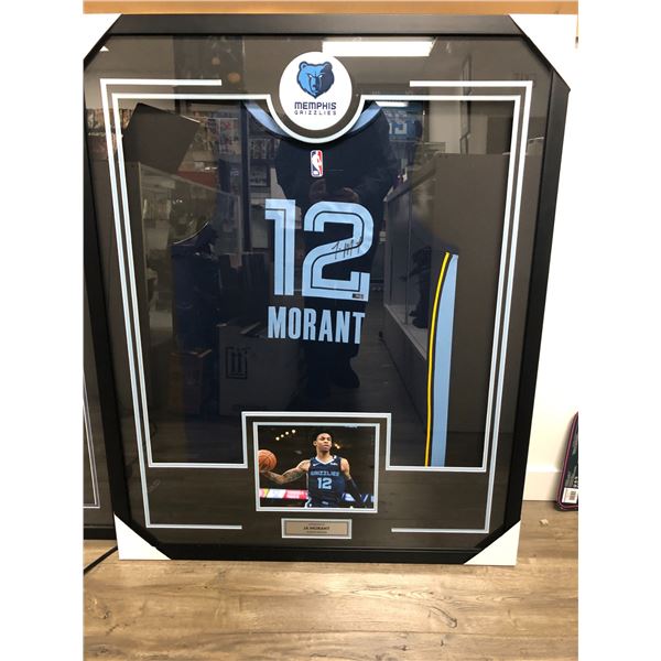 JA MORANT SIGNED CUSTOM FRAMED BASKETBALL JERSEY (PANINI AUTHENTIC COA)