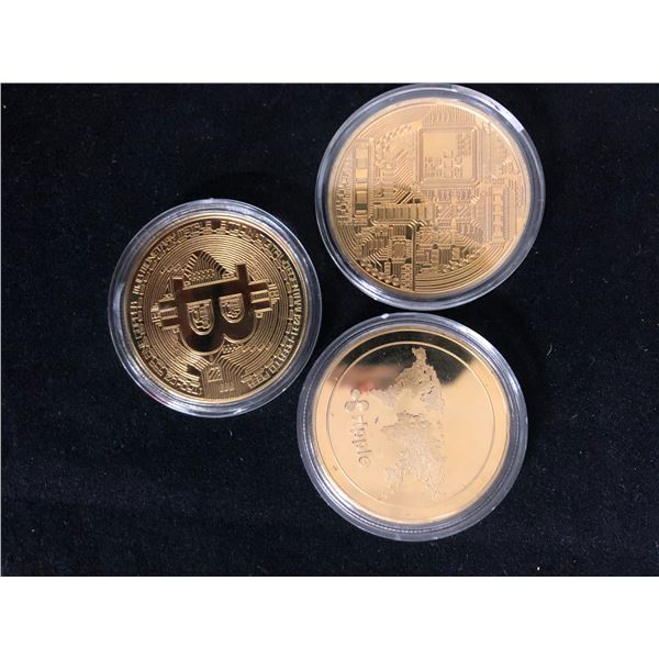 BITCOIN, LITECOIN AND ETHERIUM NOVELTY COIN LOT