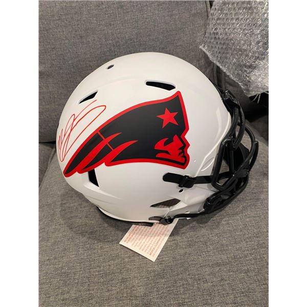 MAC JONES SIGNED NEW ENGLAND PATRIOTS LUNAR ECLIPSE AUTHENTIC HELMET (FANATICS COA)