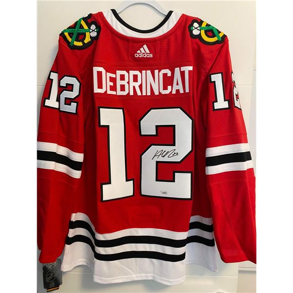 ALEX DeBRINCAT SIGNED BLACKHAWKSADIDAS PROJERSEY (FANATICS HOLO)