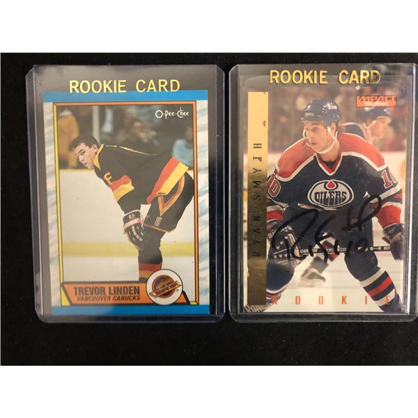 TREVOR LINDEN RC AND RYAN SMYTHE SIGNED HOCKEY CARD LOT