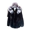 Image 1 : BLACK SHEARED BEAVER PARKA WITH SILVER FOX TRIM HOOD
