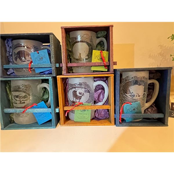 Five Custom Etched Mugs