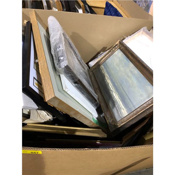 Pallet Lot of Frames Pictures - approx. 30 pictures misc sizes 36in x 36in. One guilded frame. From 