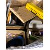 Image 1 : Assorted Picture Frames, Tripod in Box, Safety Vests, Safety Helmets, Box of Backing for Picture Fra