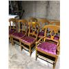 Image 1 : Lot of 8 Painted Bronze Chairs w/ purple/pink embroidered fabric -  six are side chairs.