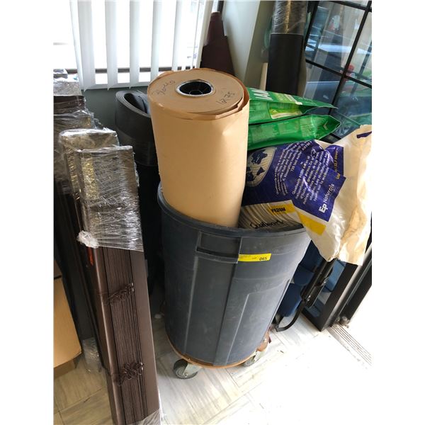 Corner Lot of Misc Items including 6 brown blinds.