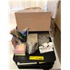 Image 1 : Office Supplies in/out basket, 3 Hole Punch, Metal File Box and Stamping Foils