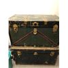 Image 1 : Two Large Old Steamer Trunks - Green