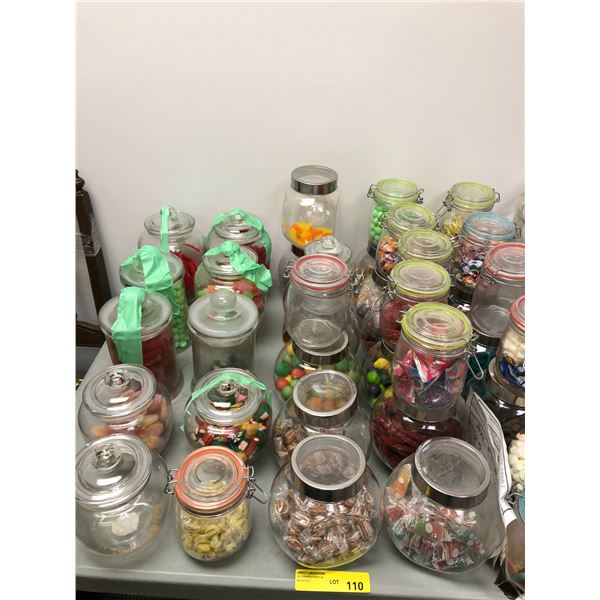 Large Group of Glass Containers with Candy