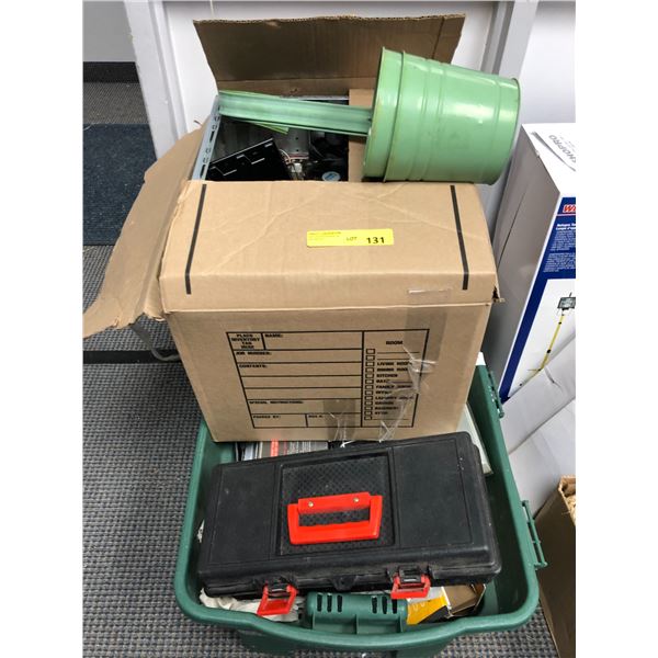 Misc Tub with Tool Boxes and Old CPUS and Garden Items